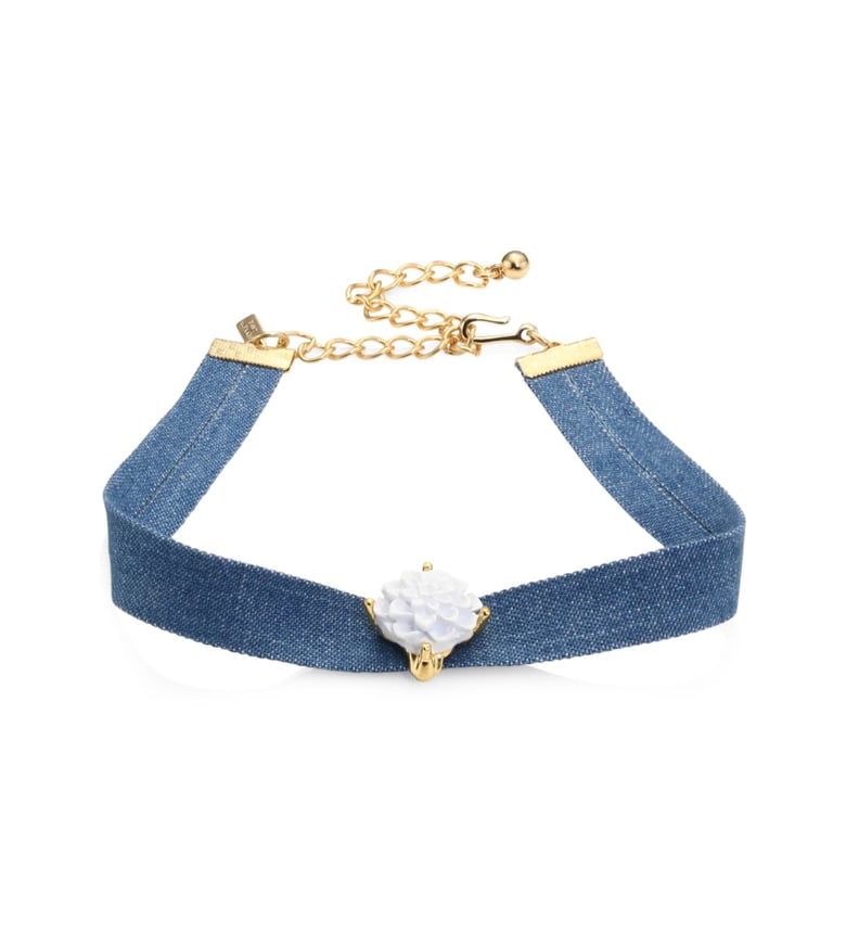 Kenneth Jay Lane Flower Denim Choker