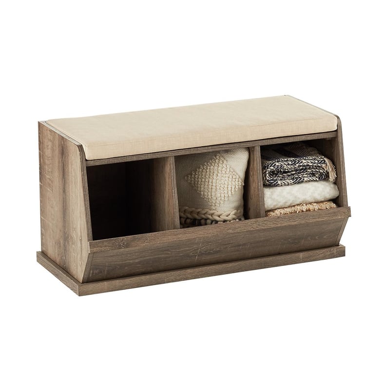 A Storage Bench: Rustic Driftwood Nantucket Triple Bin Bench