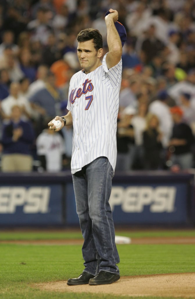 Matt Dillon saluted the crowd before pitching the first ball at the New York Mets game in October 2006.
