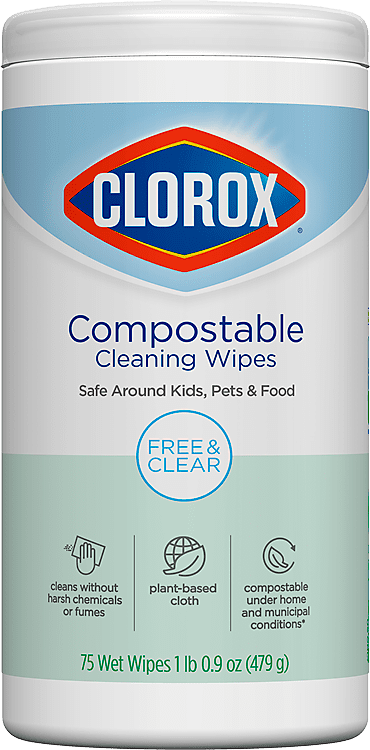 Clorox® Compostable Cleaning Wipes — Free & Clear