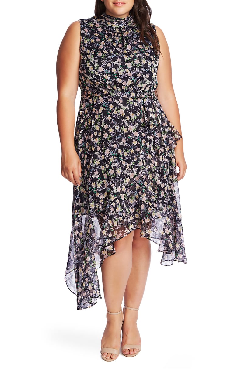 CeCe Plus Size Botanic Charm Cascading Ruffle Sleeveless Dress