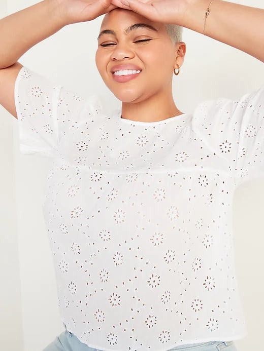 Old Navy Oversized Eyelet Cutwork Short-Sleeve Blouse