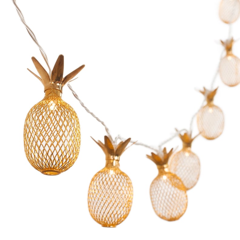 Gold Metal Mesh Pineapple LED Lantern String Lights