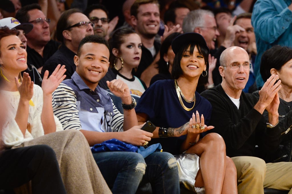 Rihanna brought her brother, Rajad Fenty, to see the LA Lakers battle it out with the Portland Trail Blazers in December 2013.