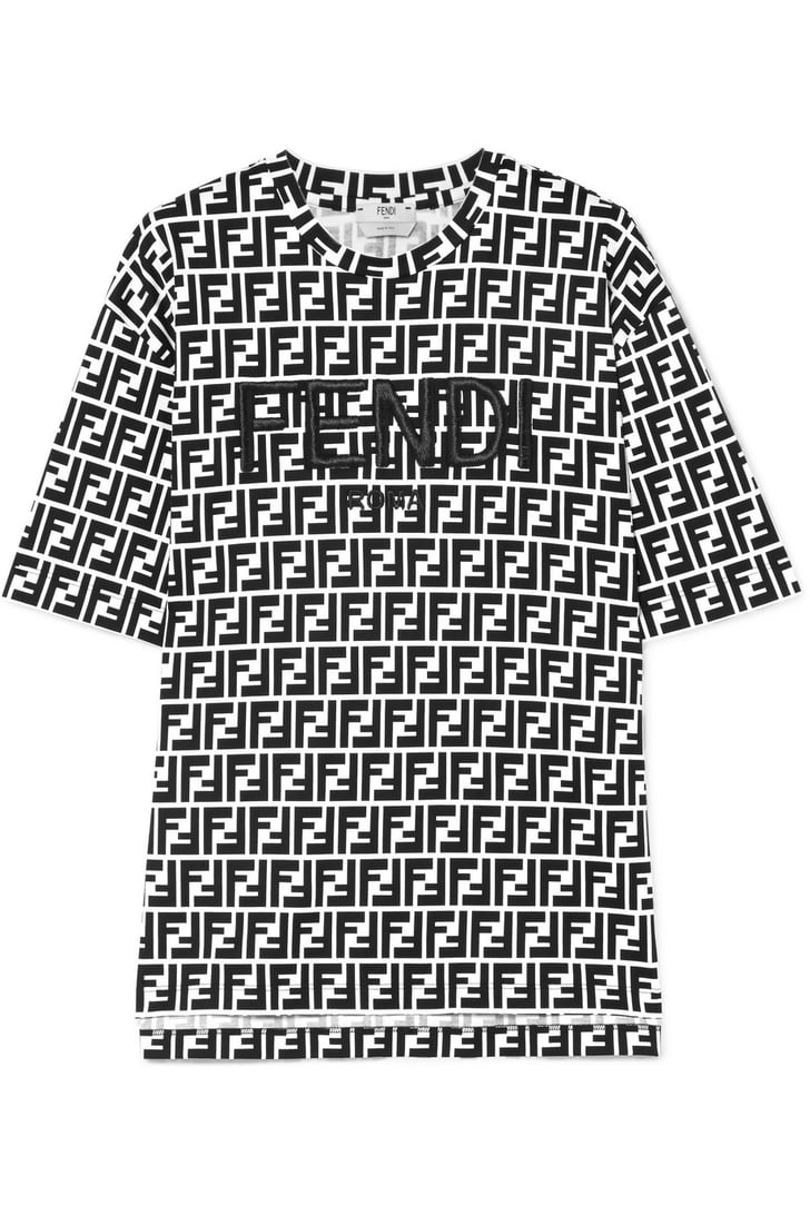 Fendi Embroidered Printed Stretch-cotton Jersey T-shirt | Fendi Logo ...