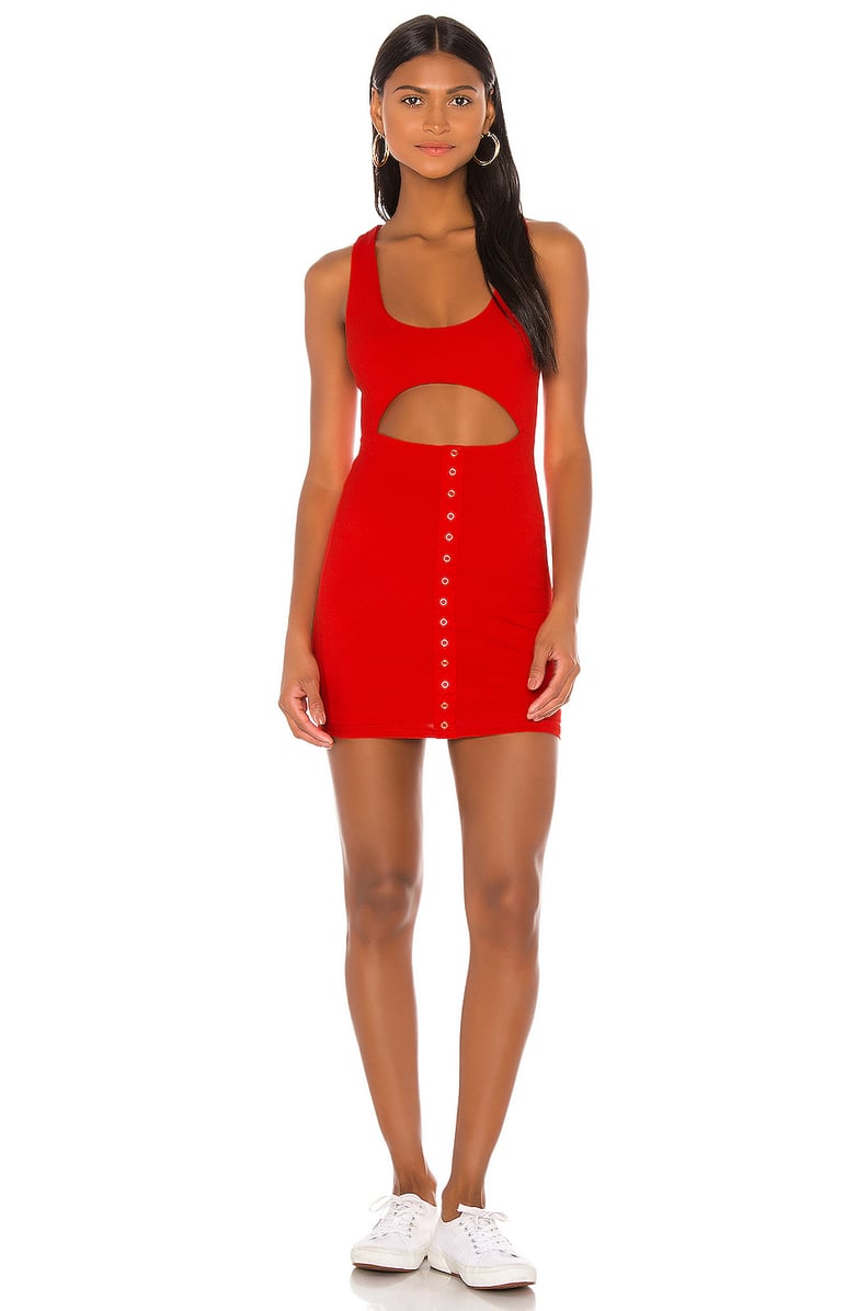 Superdown Liza Snap Mini Dress in Red