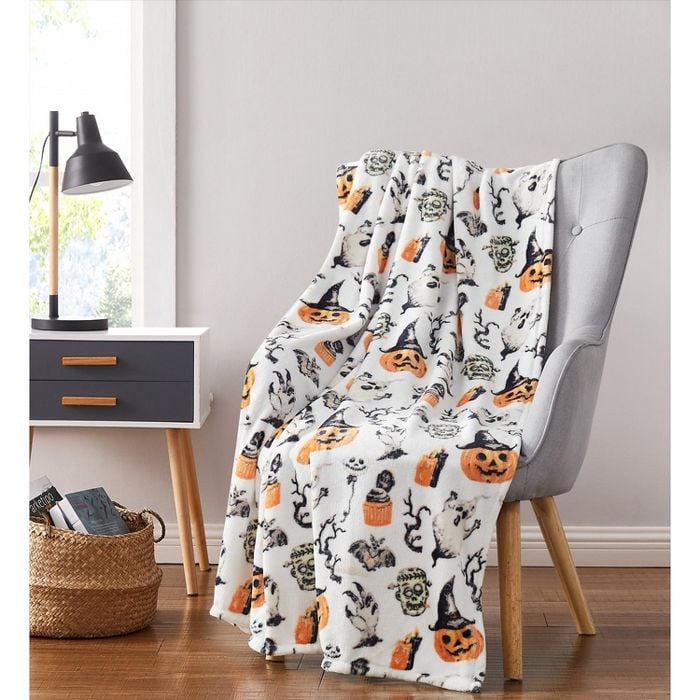Ghosts and Frankensteins Oversized Halloween Accent Throw Blanket