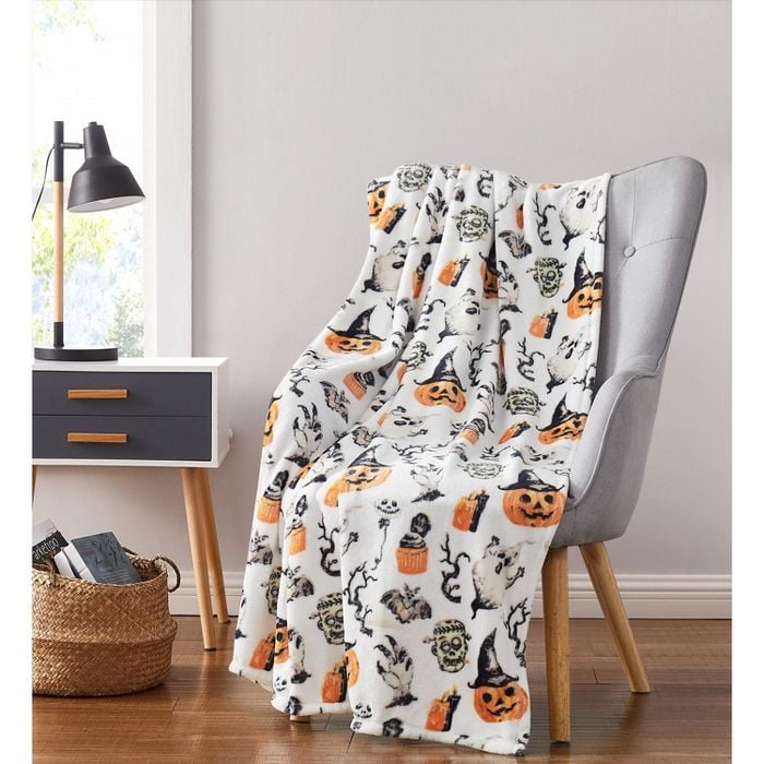 Ghosts and Frankensteins Oversized Halloween Accent Throw Blanket