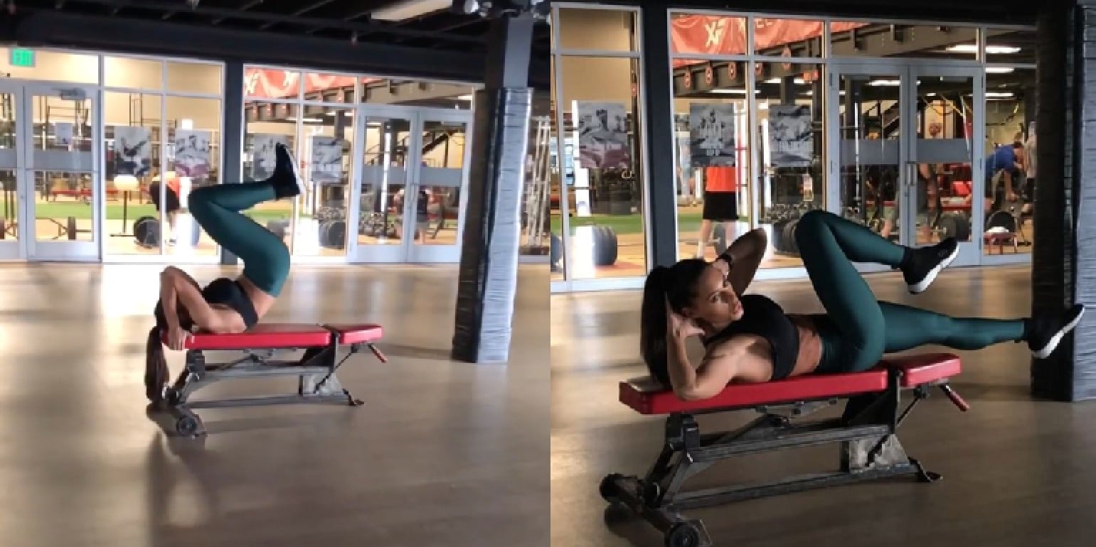 Kelsey Wells Bench Ab Workout POPSUGAR Fitness