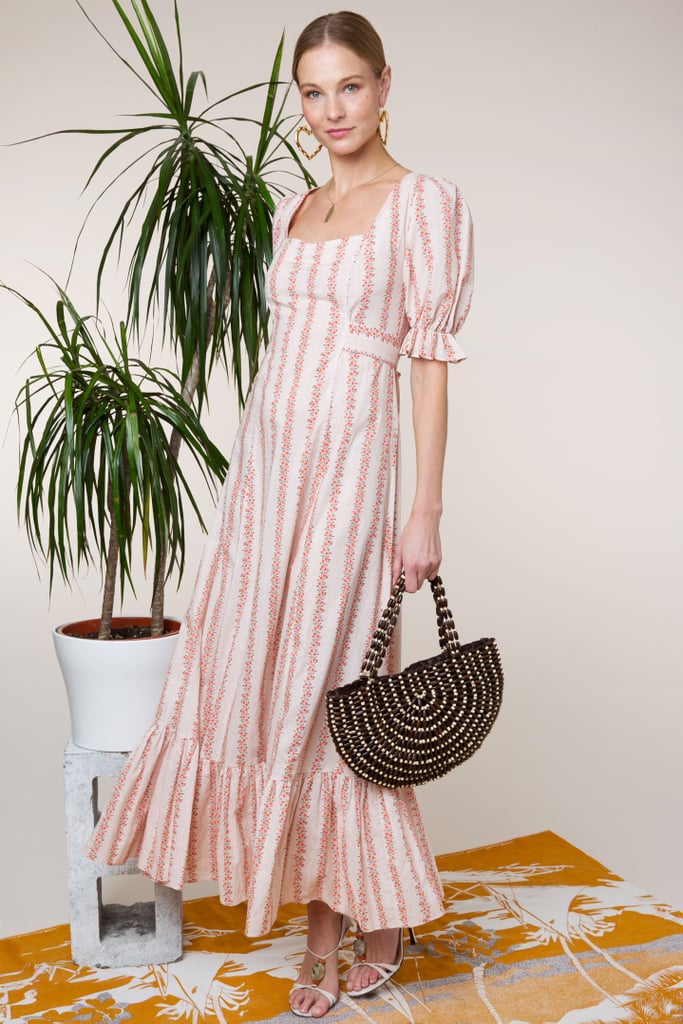 Rixo Kate Linear Ditsy Floral Prairie Maxi Dress