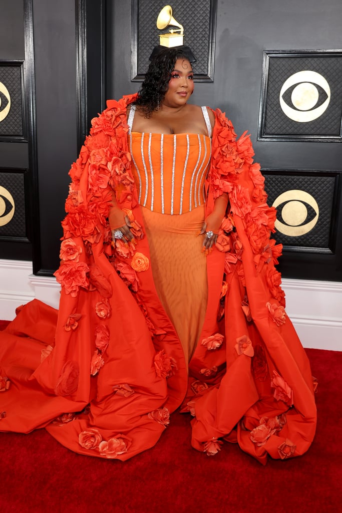 Lizzo's Floral Cape Dress at the Grammys 2023 | Photos