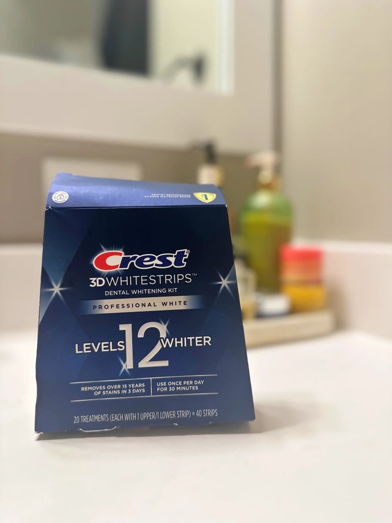 Crest 3D Whitestrips ($50, originally $56)
We all want a brighter smile, and with these handy whitening strips, it's never been easier to brighten teeth and improve your confidence overnight. The strips are easy to apply, and formulated with ingredients like Hydrogen Peroxide, which will help fast track you to a more vibrant smile. Learn more in our review of the Crest 3D Whitestrips.
Editor Quote: "After just four treatments, the difference is already remarkable. The 'before' image on the left and the 'after' image on the right clearly show the noticeable change. And I've barely made a dent in the box with plenty of treatments left." — Marisa Petrarca, contributing shopping editor