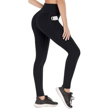 Heathyoga Women's Yoga Pants Leggings with Pockets for Women High Waist Yoga  Pants with Pockets Workout Leggings Tights Capris Black Medium