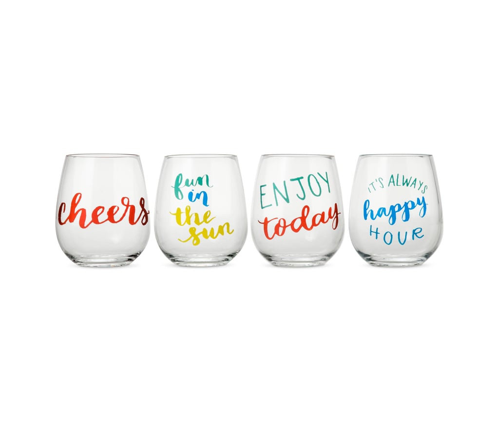 4-Piece Stemless Wine Glass Set ($10)