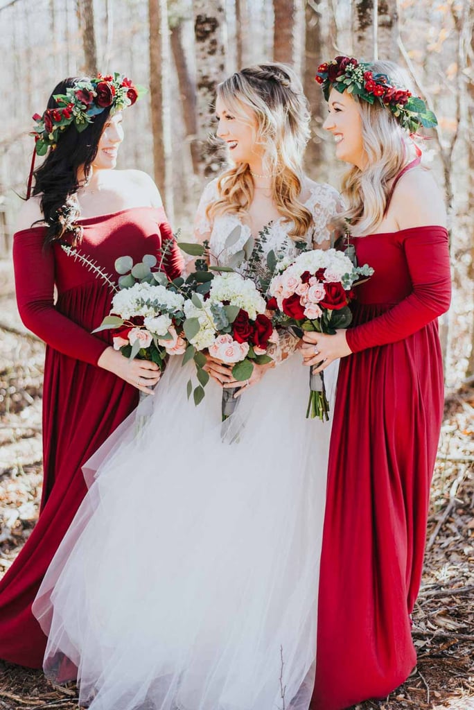 These Bridesmaids Looked Striking In Off The Shoulder Red Gowns And