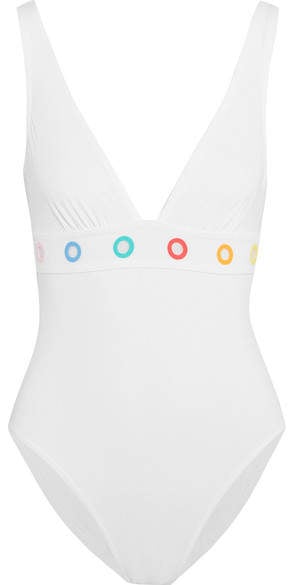 Karla Colletto Prisma Mesh trimmed Swimsuit Hailey Baldwin s 1