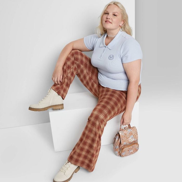 Plaid About You: Wild Fable Pull-On Knit Flare Pants