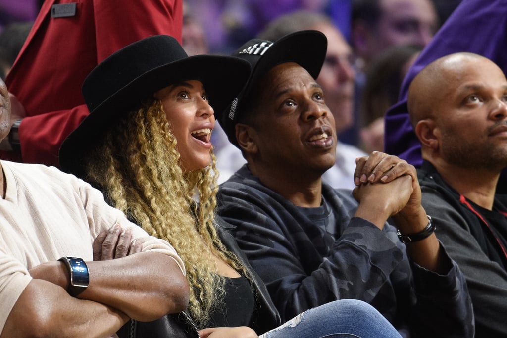 Beyonce, Jay Z, and Kevin Hart at Clippers Game March 2016