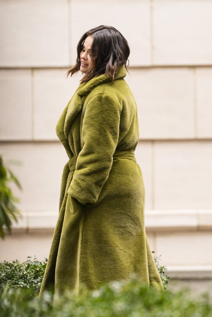 Selena Gomez Green Fur Coat on Only Murders in the Building