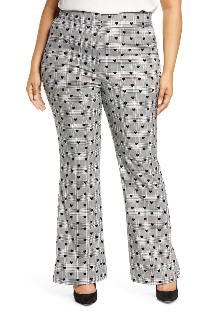 Halogen x Atlantic-Pacific Heart Flocked Plaid Flare Pants