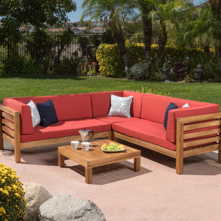 Collins 4Piece Outdoor Sectional Set With Red Cushions Pier 1