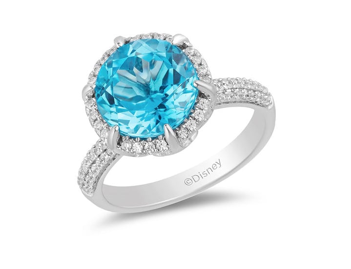 Enchanted Disney Aladdin 10.0mm Swiss Blue Topaz Ring in Sterling Silver and 10-Karat Gold