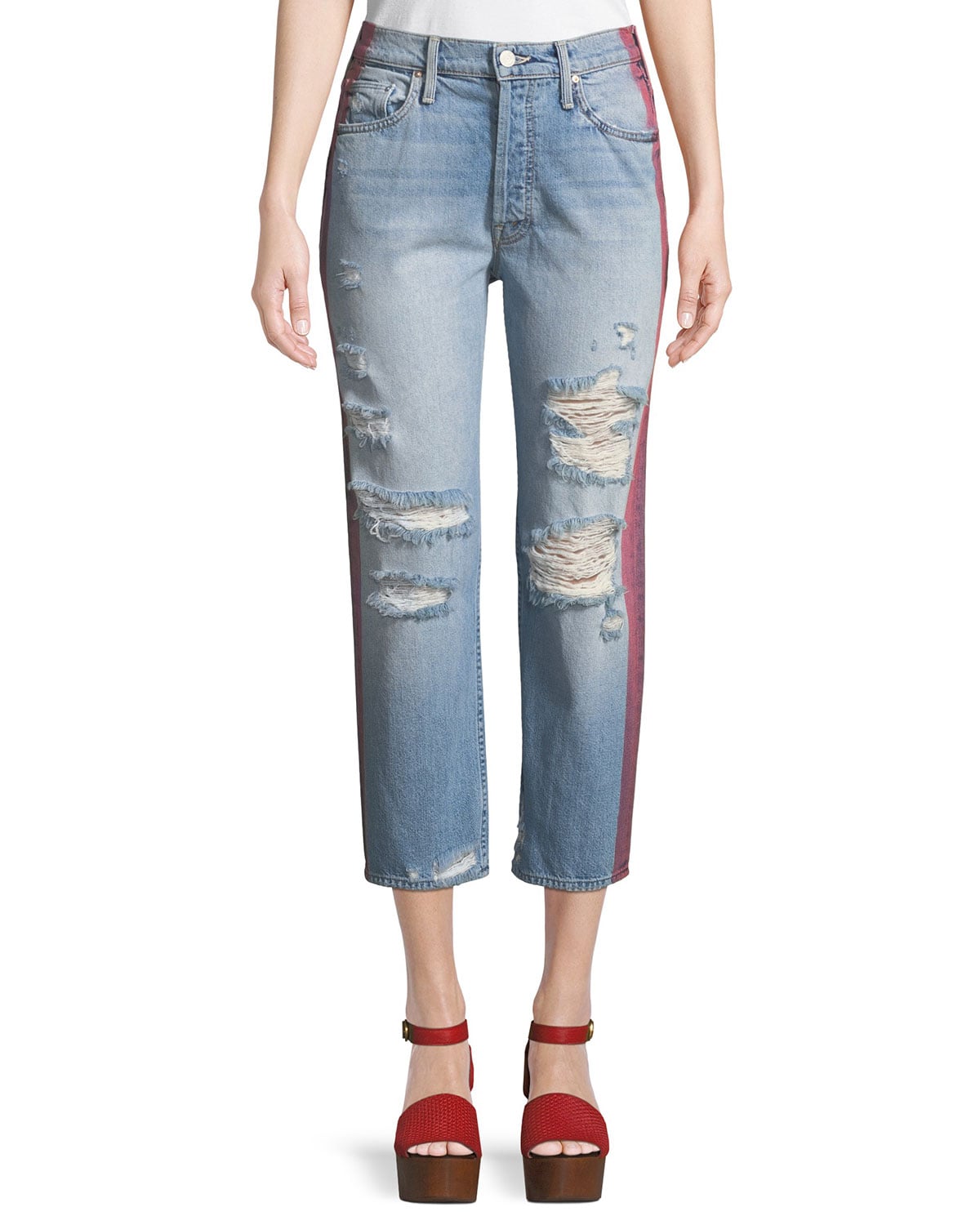 Mother jeans with side stripe hot sale