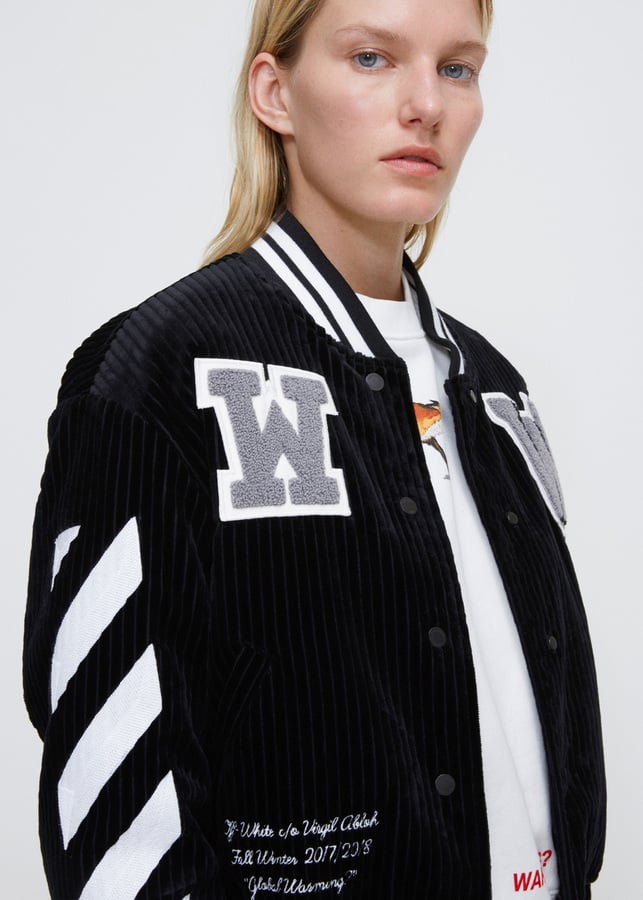 Off-White Black / White Diagonal Corduroy Varsity Jacket