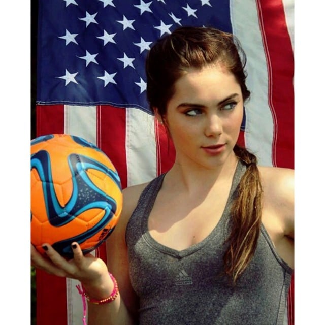 Mckayla Maroney Struck A Sexy Pose In Front Of An American Flag Celebrity Instagram Pictures 