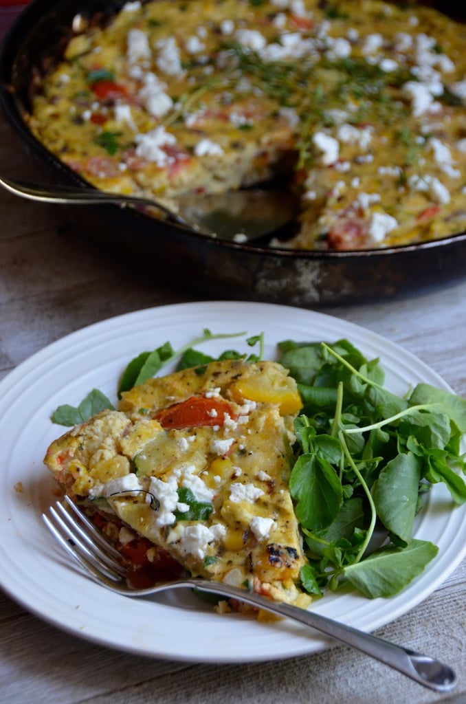 Veggie Stove-Top Frittata With Sweet Corn, Tomatoes, and Courgette