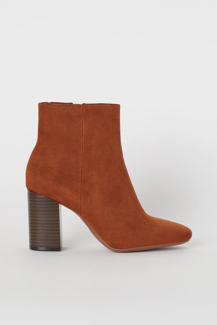 camel block heel boots