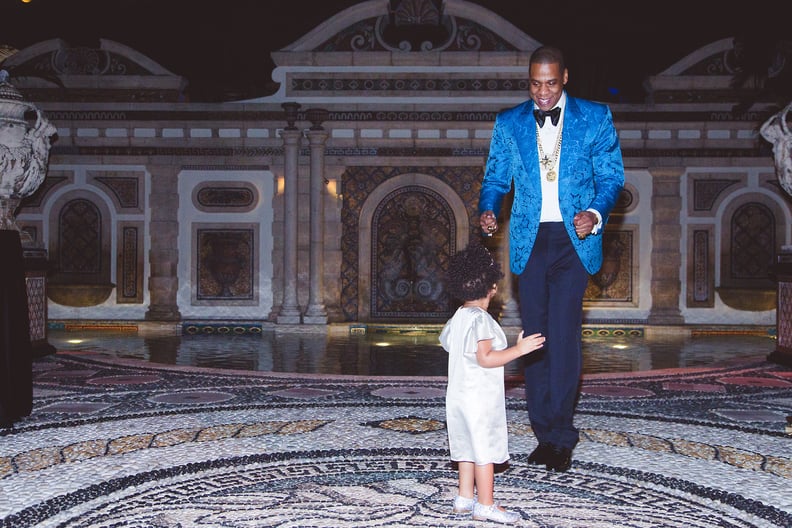 Blue rang in 2014 with her parents at a New Year's Eve party at the Versace mansion in Miami. Casual.