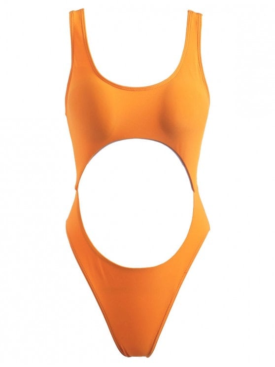 Zaful Cut Out High Cut Swimsuit | Ciara's Orange One-Piece Swimsuit ...