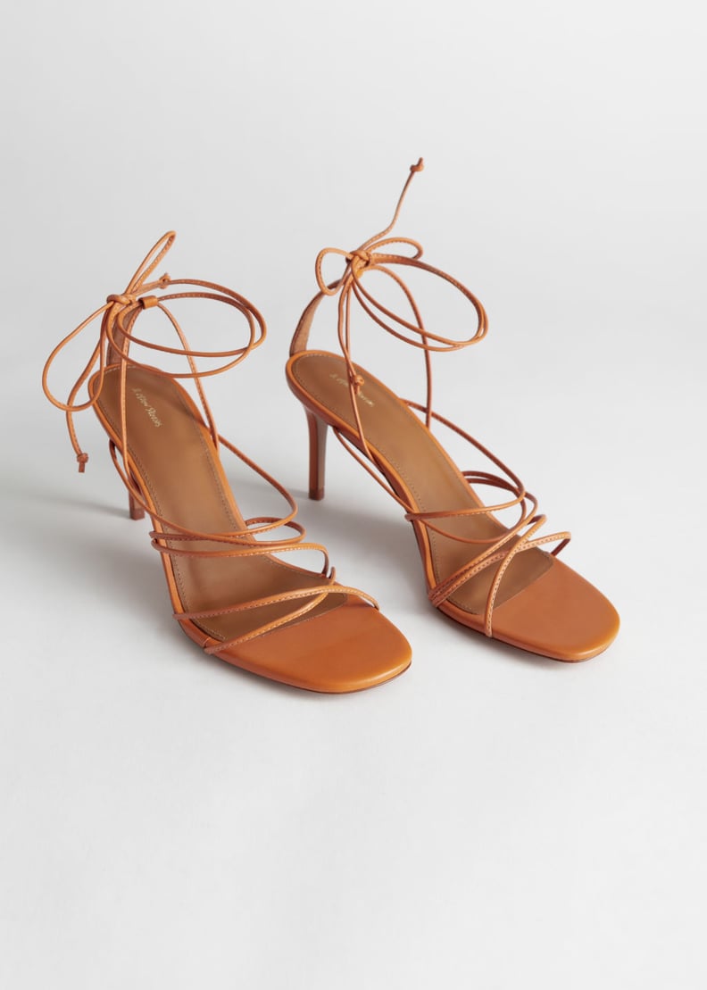 & Other Stories Strappy Lace Up Leather Heeled Sandals