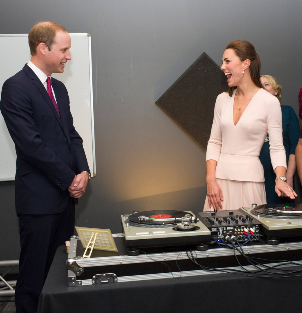 Kate Middleton cracked up while channeling her inner DJ in front of Prince William in Adelaide, Australia during their April 2014 royal tour.