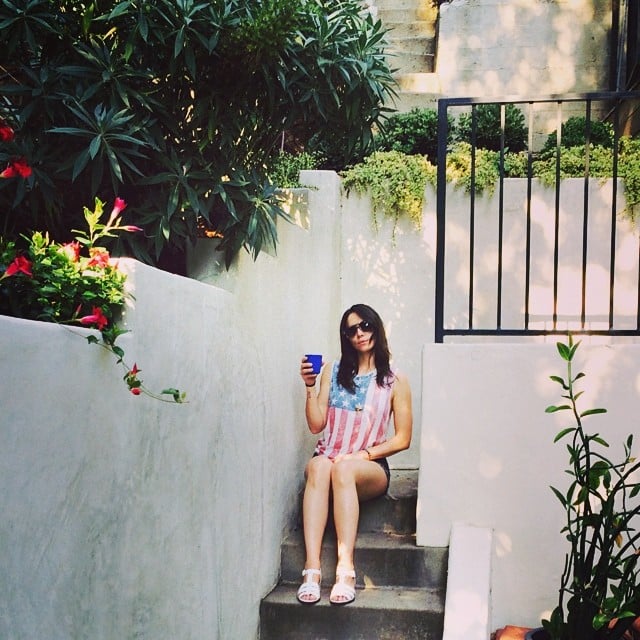 Whitney Cummings sipped a cocktail in her American-flag tank top.
Source: Instagram user whitneyacummings