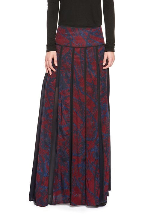 DKNY Paisley Maxi Pleated Skirt