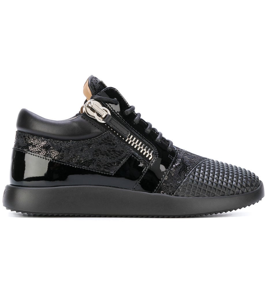 Mixed media gets the monochromatic treatment on these all-black-everything Giuseppe Zanotti Design Runner Sneakers ($695).
