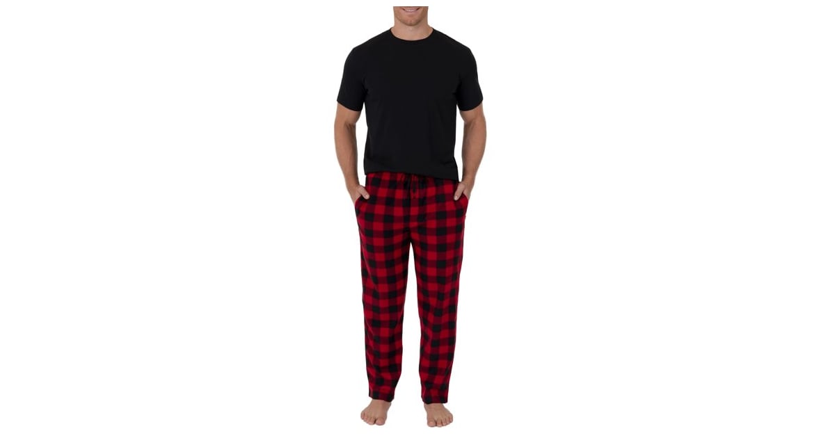 Fruit of the loom men's short sleeve crew neck top and fleece pajama pant se store