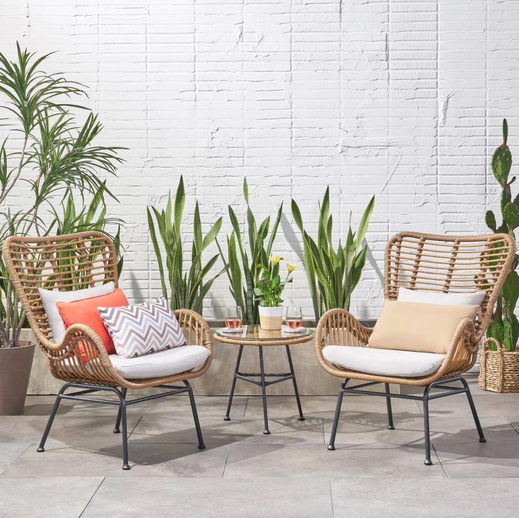 A Cozy Patio Set: Mullenix Slagelse Wicker Chat 3 Piece Seating Group