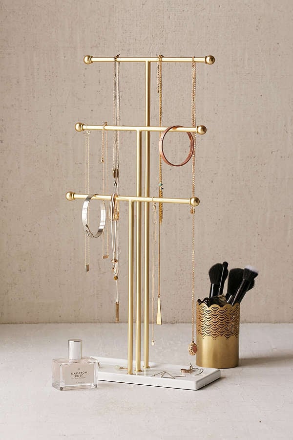 Marble and Brass Jewelry Stand