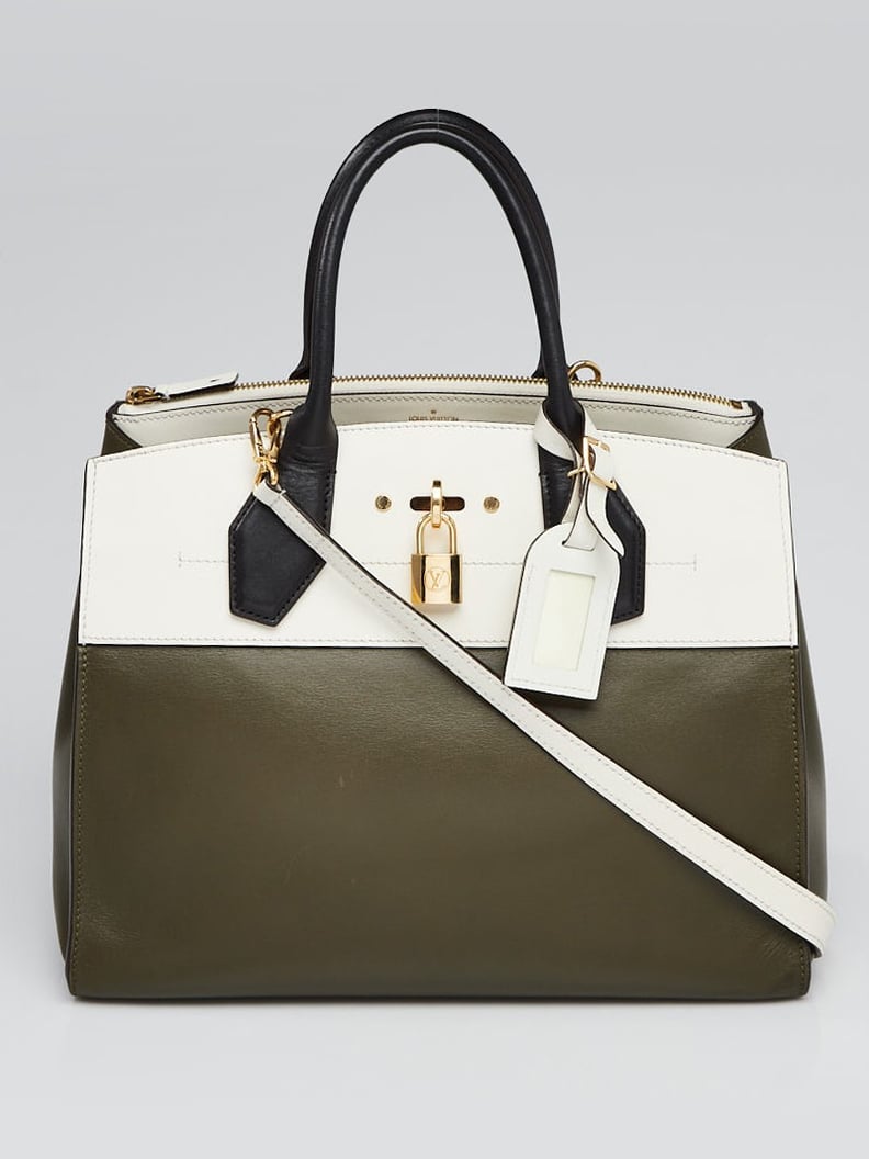 Shop It Vintage: Louis Vuitton White/Green Leather City Steamer MM Bag