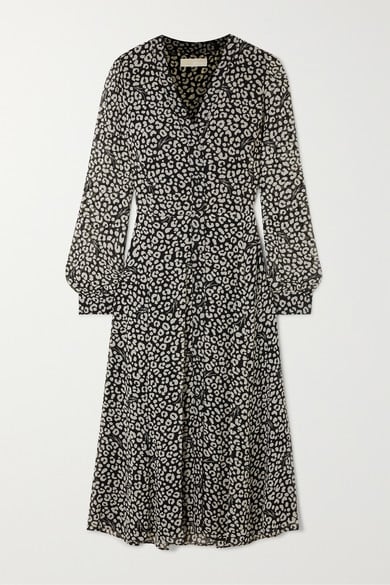 Michael Michael Kors Belted Leopard-Print Crepe Midi Dress