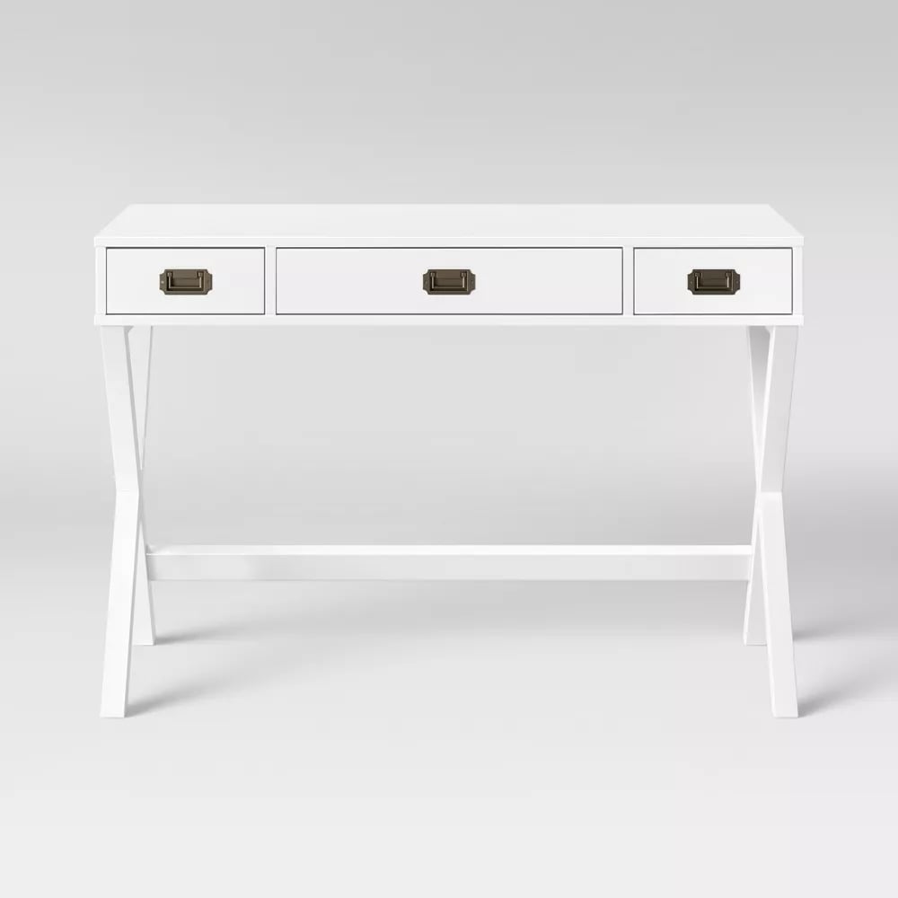 Campaign Wood Writing Desk with Drawers