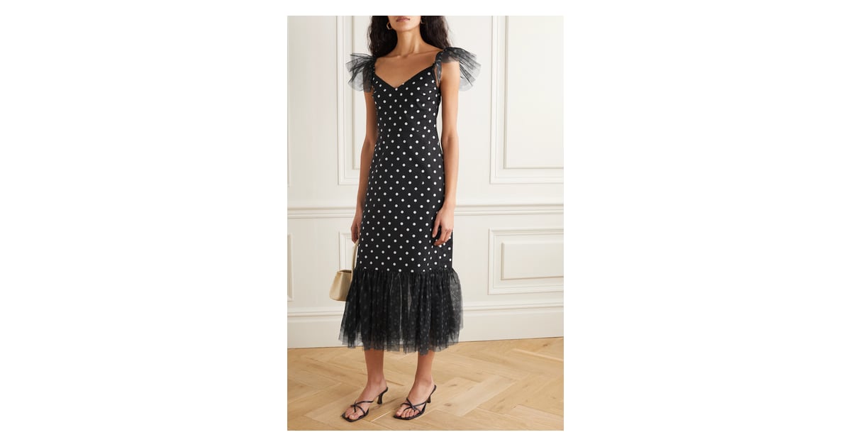 Staud Marwa Ruffled Polka-Dot Cotton-Blend and Tulle Midi ...