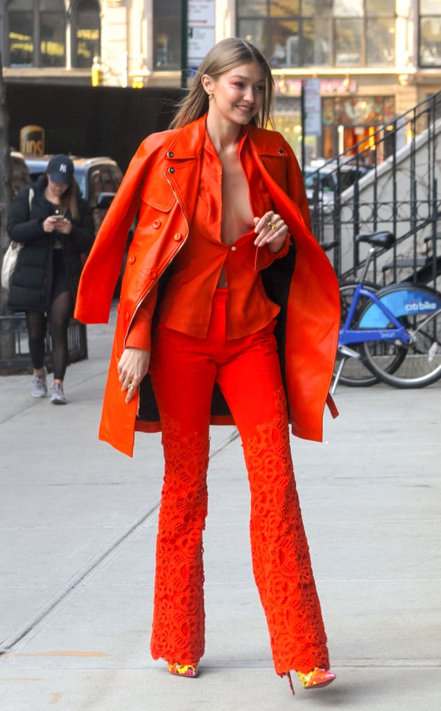 Gigi Hadid's Orange Suit 2018