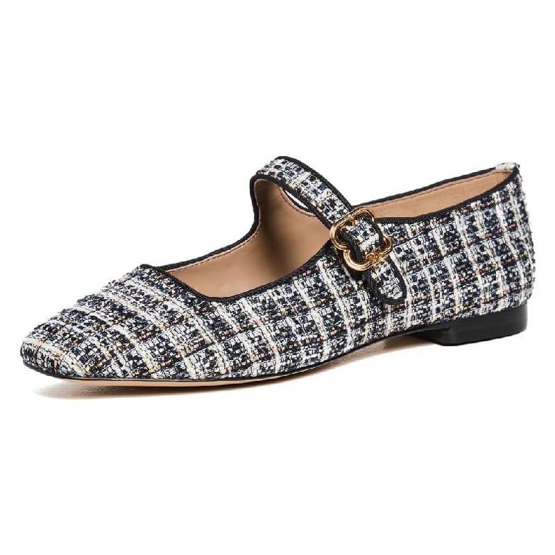 Sam Edelman Women's Michaela Mary Jane Flat in Black Multi Boucle