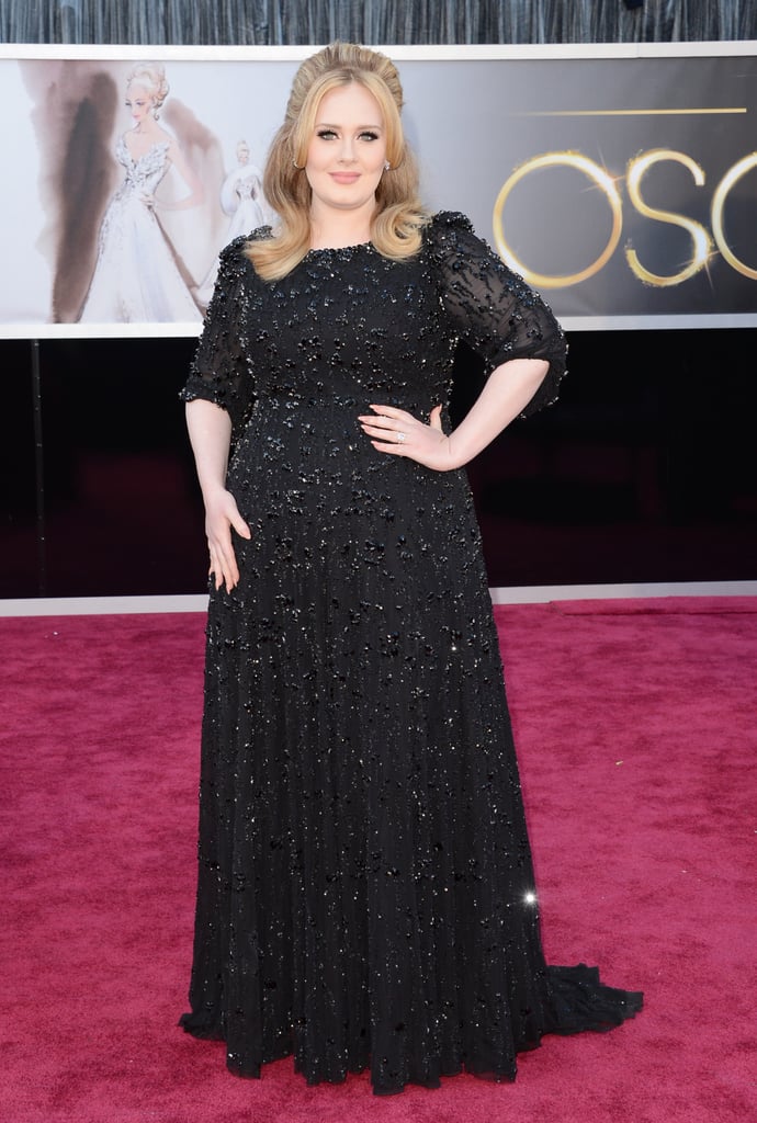 Adele on the red carpet at the Oscars 2013.
Adele on the red carpet at the Oscars 2013.