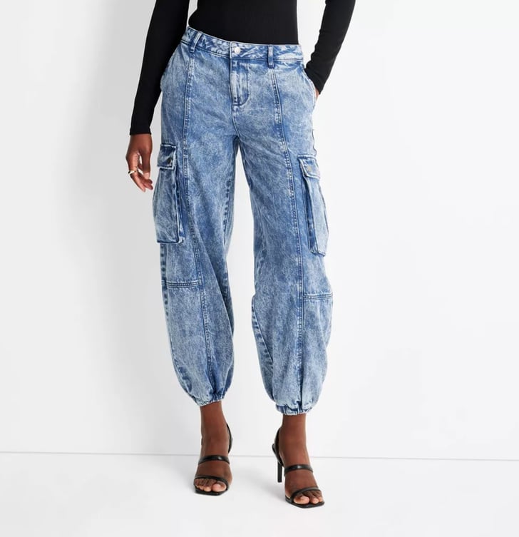 Future Collective with Kahlana Barfield Brown Mid-Rise Cargo Jeans