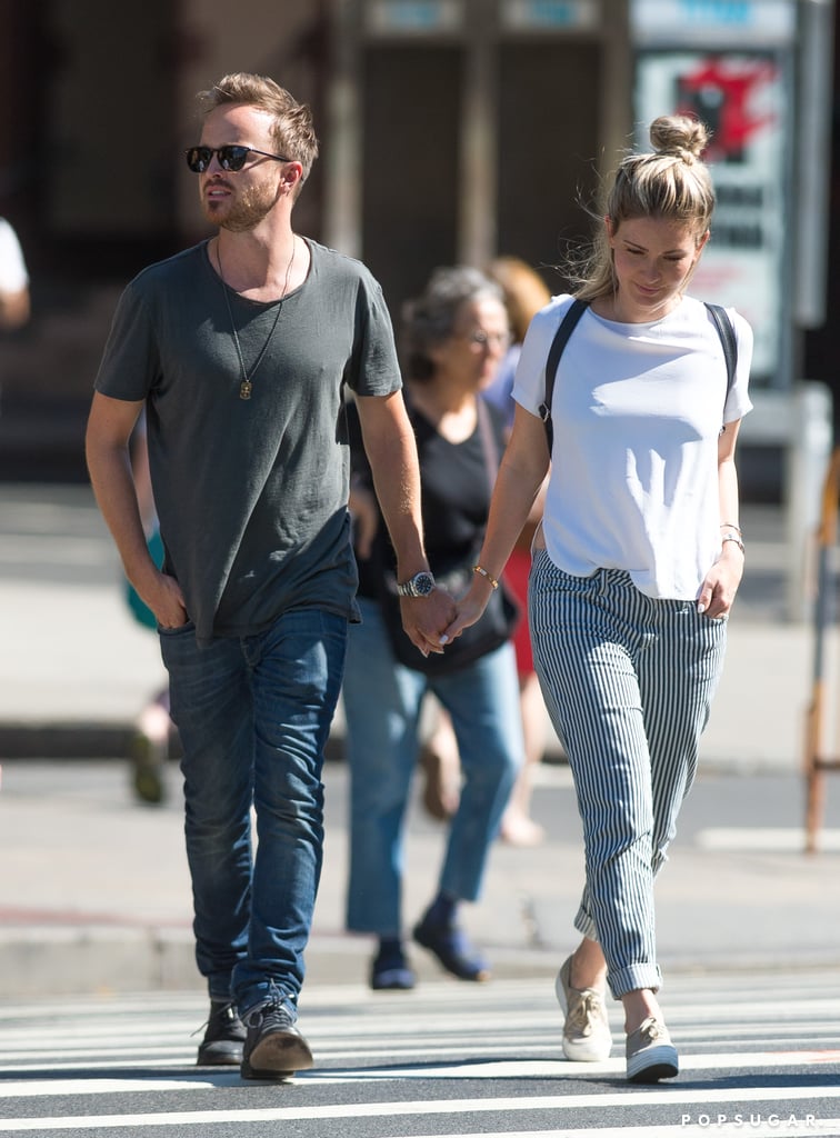 Aaron Paul and Lauren Parsekian Kissing in NYC August 2016